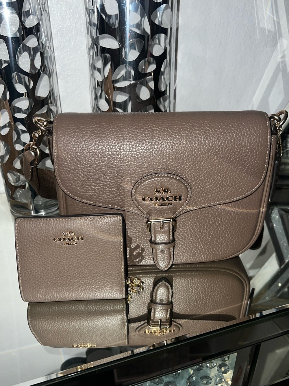 Coach Amelia Pebbled Leather Saddle Bag (style CP107) with Matching Wallet